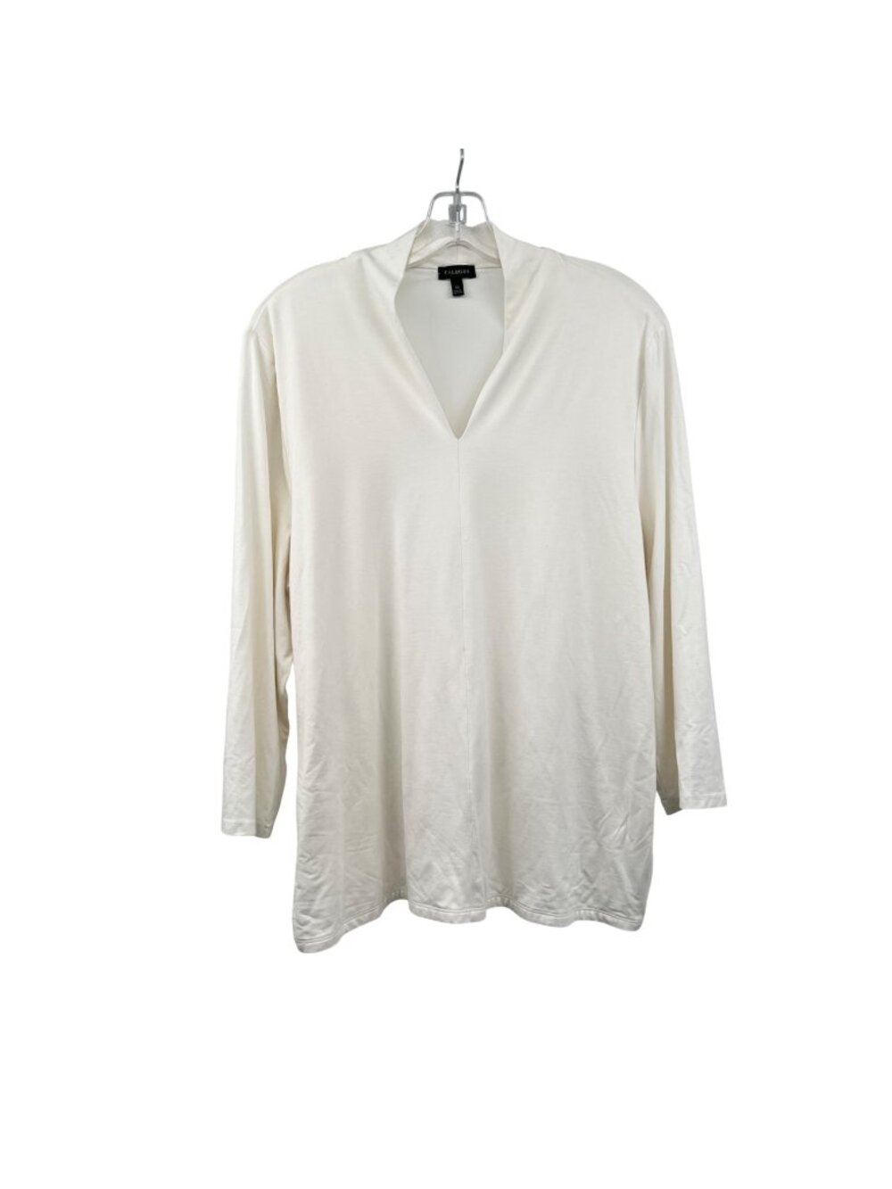 Talbots Womens Long Sleeve Top Off White V-Neck Size XL